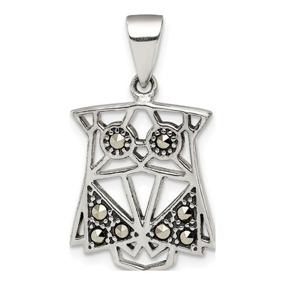 Sterling Silver Marcasite Owl Pendant
