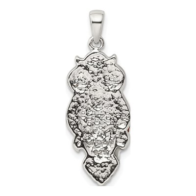 Sterling Silver Simulated Pearl & Crystal Owl Pendant – view 4