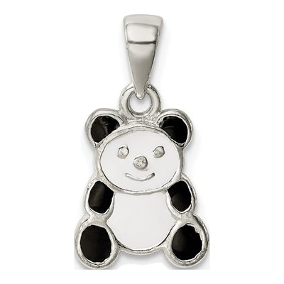 Sterling Silver Enamel Panda for Kids Pendant