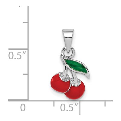 Sterling Silver Enameled Cherry for Girls Pendant – view 5