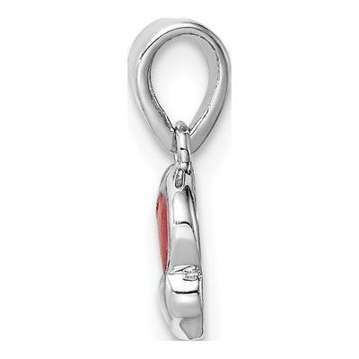 Sterling Silver Girls' Red Enamel Hearts Pendant – view 3