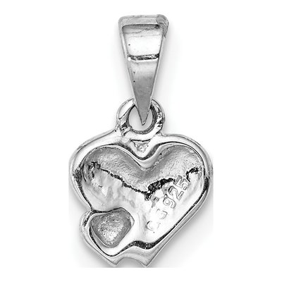 Sterling Silver Girls' Red Enamel Hearts Pendant – view 4