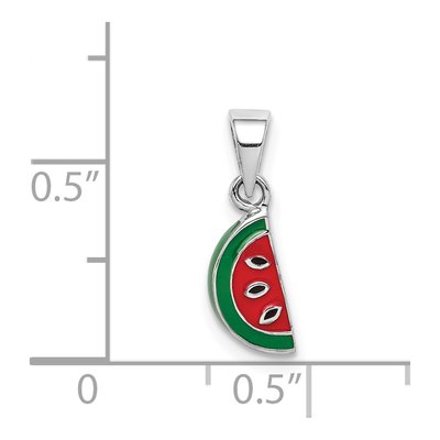 Sterling Silver Girls' Enamel Watermelon Pendant – view 5