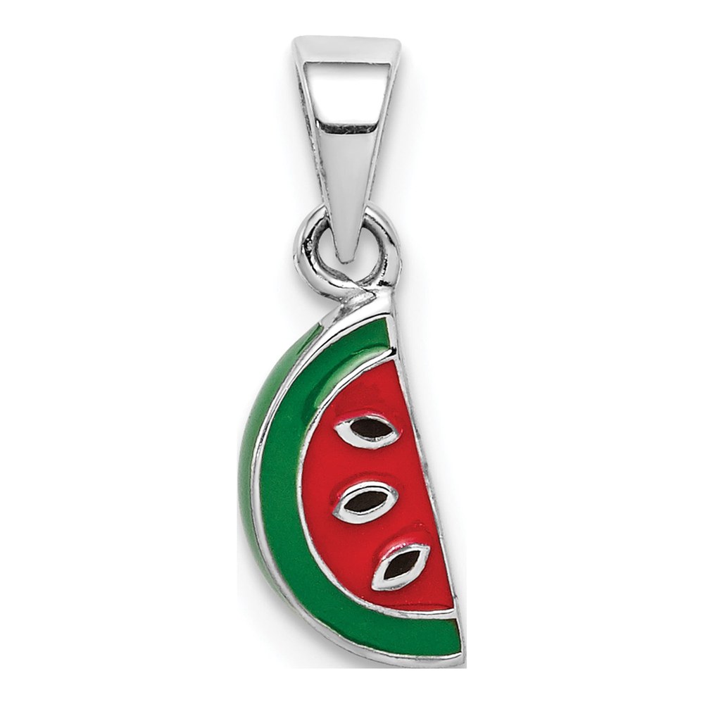 Sterling Silver Girls' Enamel Watermelon Pendant