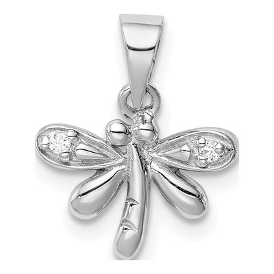 Sterling Silver CZ Girls' Dragonfly Pendant