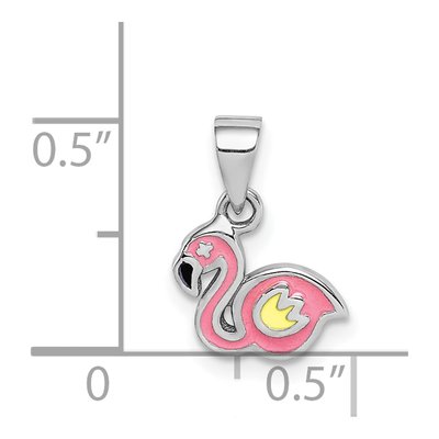 Sterling Silver Enamel Flamingo for Girls Pendant – view 5