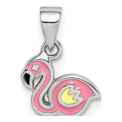 Sterling Silver Enamel Flamingo for Girls Pendant