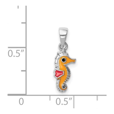 Sterling Silver Girls' Enamel Seahorse Pendant – view 5