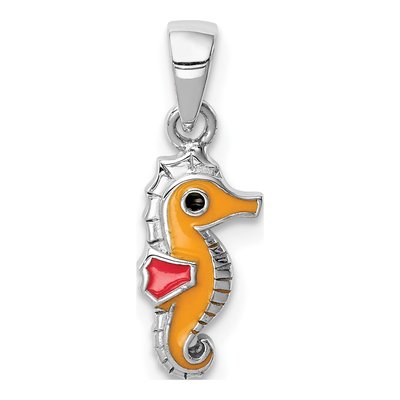 Sterling Silver Girls' Enamel Seahorse Pendant