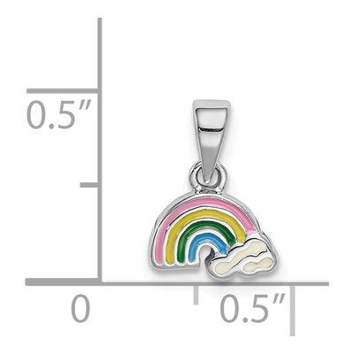 Sterling Silver Girls' Enameled Rainbow Pendant – view 5