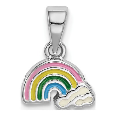 Sterling Silver Girls' Enameled Rainbow Pendant