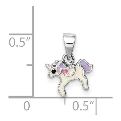 Sterling Silver Girls' Enamel Unicorn Pendant – view 5