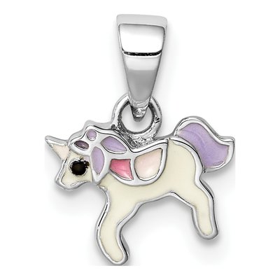 Sterling Silver Girls' Enamel Unicorn Pendant