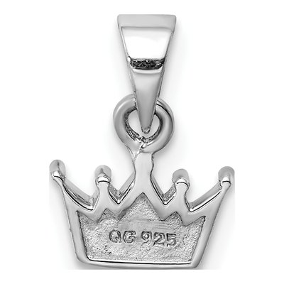 Sterling Silver Girls' Pink Enamel Heart Crown Pendant – view 4