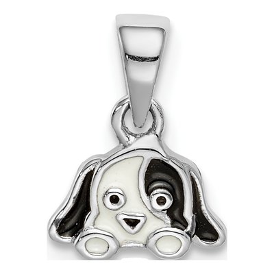 Sterling Silver Enameled Puppy for Kids Pendant