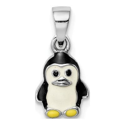 Sterling Silver Enamel Penguin for Girls Pendant