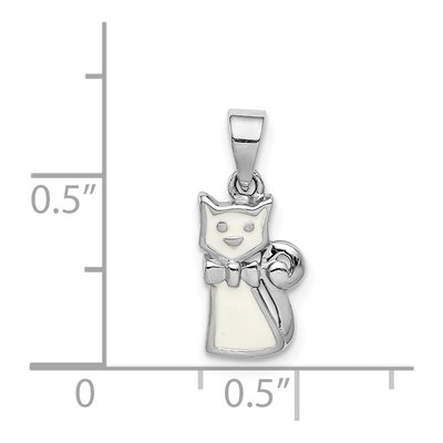 Sterling Silver Girl's Enamel Cat Pendant – view 5