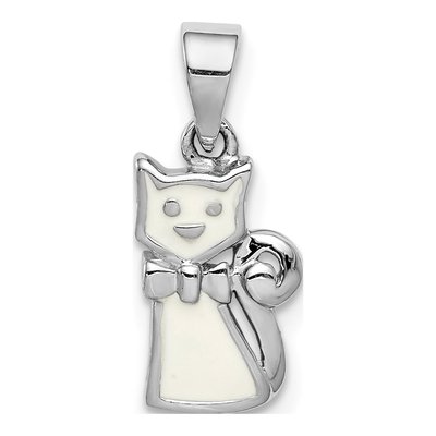 Sterling Silver Girl's Enamel Cat Pendant