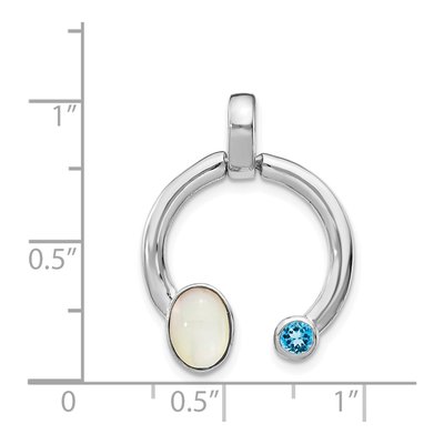 Sterling Silver Mother of Pearl & Swiss Blue Topaz Lt Circle Pendant – view 3