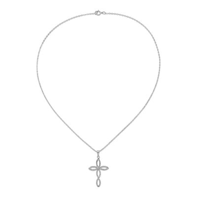 Sterling Silver Diamond Mystique Cross Pendant Necklace – view 5