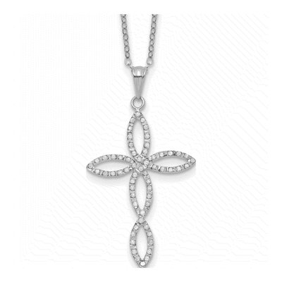 Sterling Silver Diamond Mystique Cross Pendant Necklace