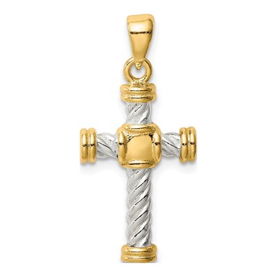 Gold-Plated Sterling Silver Twisted Cross Pendant
