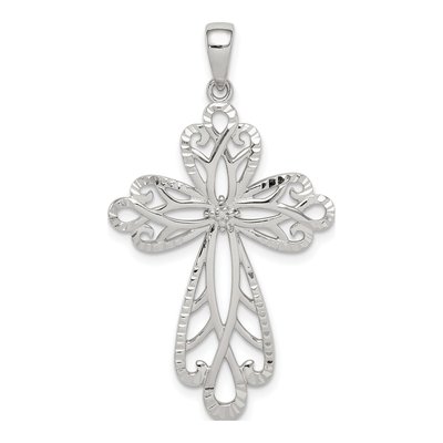 Sterling Silver Diamond Cross Pendant