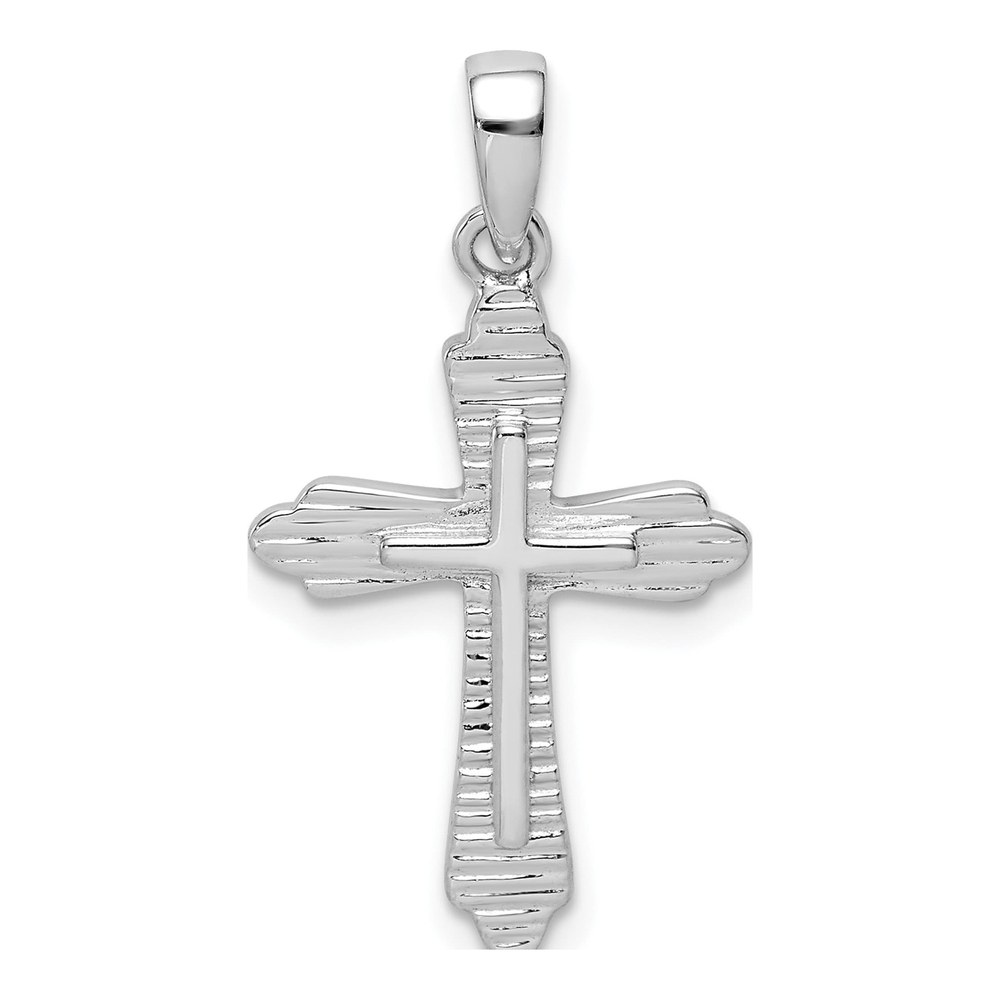 Sterling Silver Striped Cross Pendant