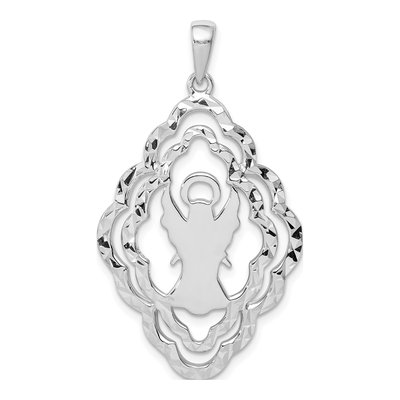 Sterling Silver Diamond-Cut Angel Pendant – view 5
