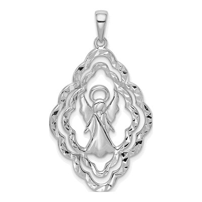 Sterling Silver Diamond-Cut Angel Pendant