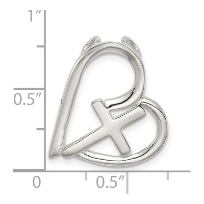 Sterling Silver Cross Heart Slide Pendant – view 5