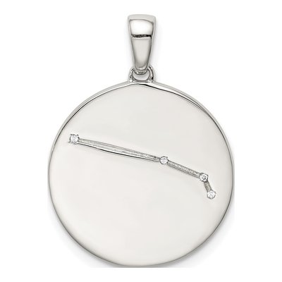 Sterling Silver CZ Aries Zodiac Pendant