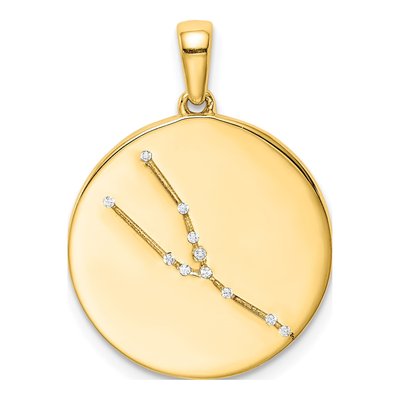 Gold-Plated Sterling Silver CZ Taurus Zodiac Pendant