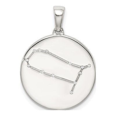 Sterling Silver CZ Gemini Zodiac Pendant