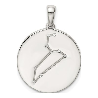 Sterling Silver CZ Leo Zodiac Pendant