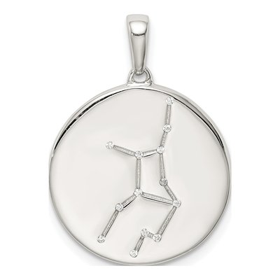 Sterling Silver CZ Virgo Zodiac Pendant