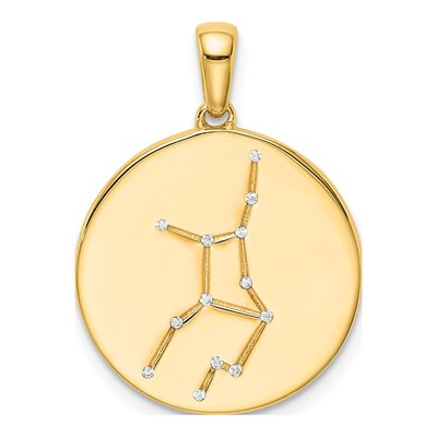 Gold-Plated Sterling Silver CZ Virgo Zodiac Pendant