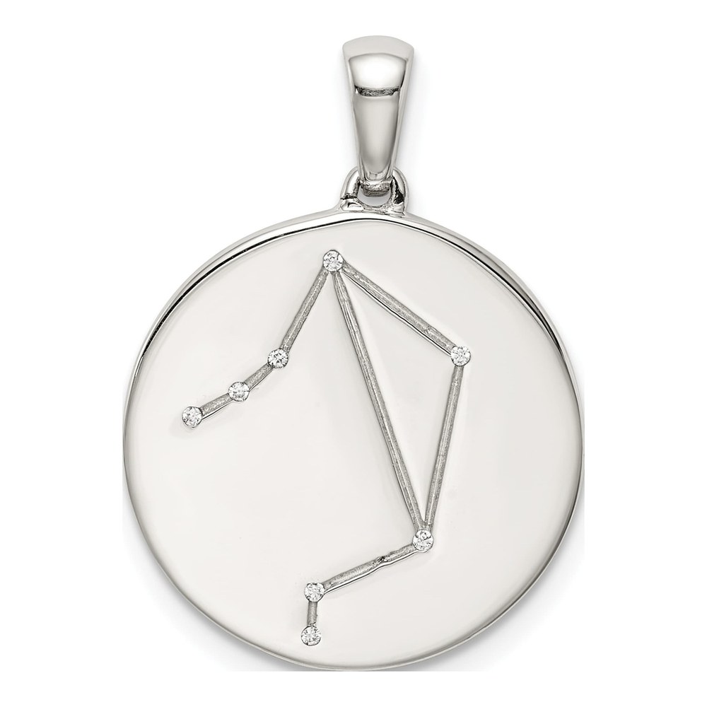 Sterling Silver CZ Libra Zodiac Pendant