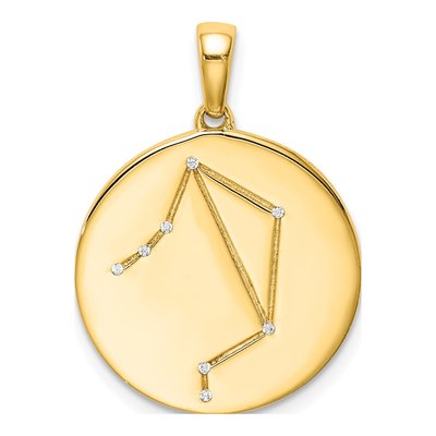 Gold-Plated Sterling Silver CZ Libra Zodiac Pendant