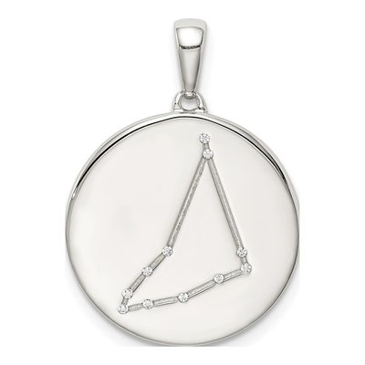 Sterling Silver CZ Capricorn Zodiac Pendant