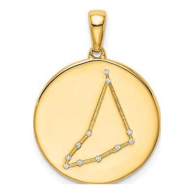 Gold-Plated Sterling Silver CZ Capricorn Zodiac Pendant