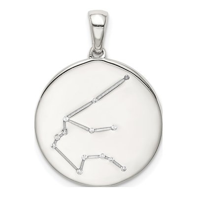 Sterling Silver CZ Aquarius Zodiac Pendant