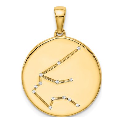 Gold-Plated Sterling Silver CZ Aquarius Zodiac Pendant