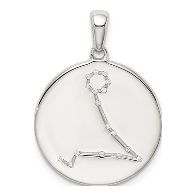 Sterling Silver CZ Pisces Zodiac Pendant