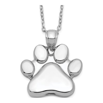 Sterling Silver Paw Print Ash Holder Pendant Necklace