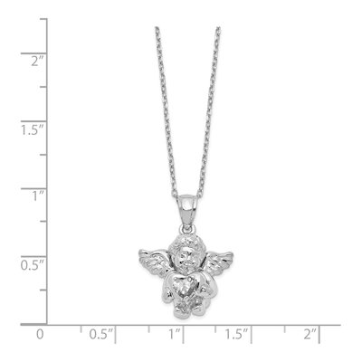 Sterling Silver CZ April Birthstone Angel Ash Holder Pendant Necklace – view 3