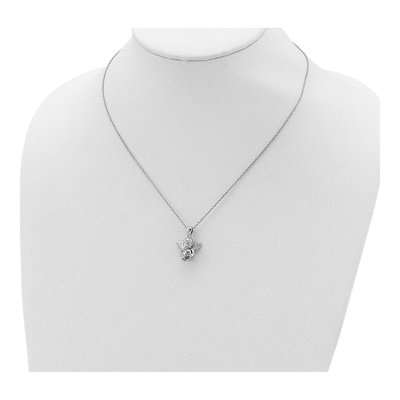Sterling Silver CZ April Birthstone Angel Ash Holder Pendant Necklace – view 5