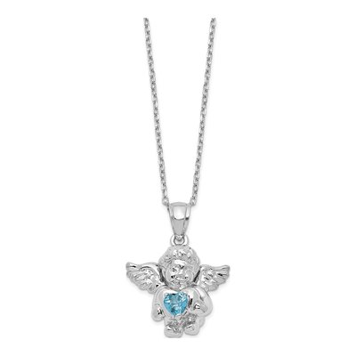 Sterling Silver CZ December Birthstone Angel Ash Holder Pendant Necklace