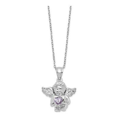 Sterling Silver CZ June Birthstone Angel Ash Holder Pendant Necklace