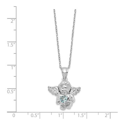 Sterling Silver CZ March Birthstone Angel Ash Holder Pendant Necklace – view 3